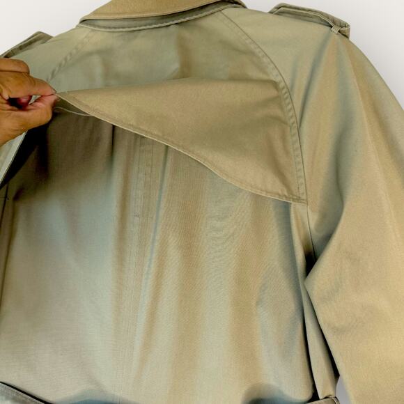 Gleneagles Vintage Long Trench Overcoat Double Breasted Lined Men Size 44L Khaki - Picture 9 of 16